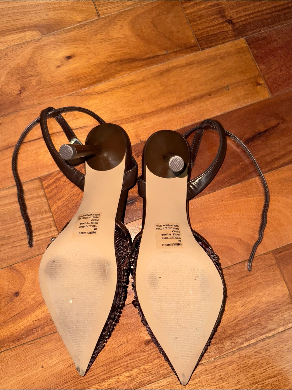 Steve Madden Brown Jeweled Pointed-Toe Slingback Heels - Picture 3 of 3